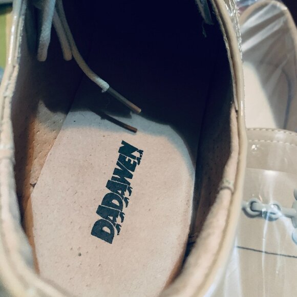 Platform Lace-Up Wingtips Oxford Shoes -Beige Women's Sz 8.5 Vegan Steampunk - Picture 9 of 9